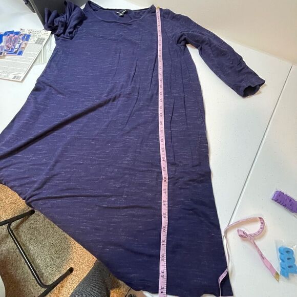 Two Hilary Radley long sleeve dresses. Blue and gray/White. Both Large - Picture 3 of 9